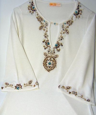 Knit and Beaded Kaftan Top